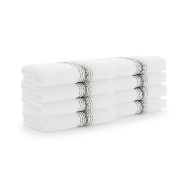 Monarch Brands Turkish Washcloths, 13in x 13in, Striped , Sage Green, 8PK PNP-WC-STT-1313-1-75-SGE - main